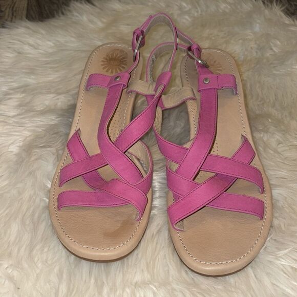 Ugg Pink Gaiana Wedge Sandals - Picture 2 of 7